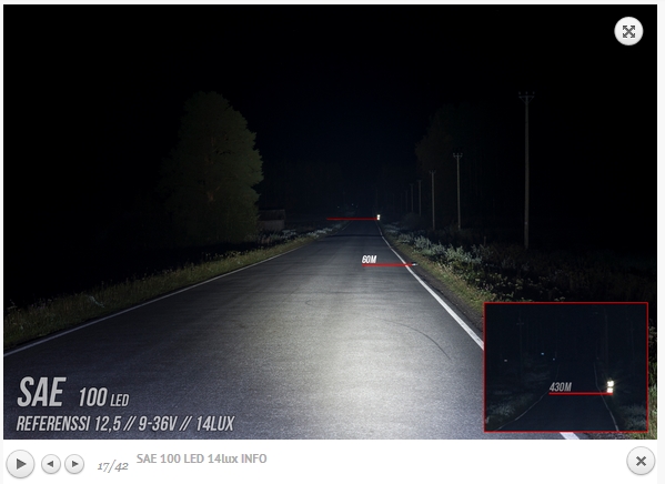 SAE LED 35W mit ECE Zulassung Lichtbild - getestet in Skandinavien